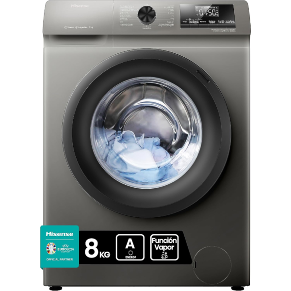 Lavadora de Carga Frontal Hisense WFQP8014EVMT 8 kg Inox 1400 rpm